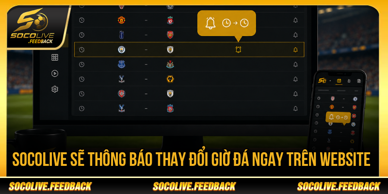 Socolive hiển thị thay đổi giờ đá trên giao diện website